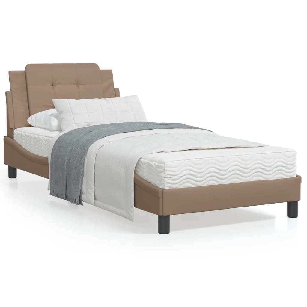 Pat cu saltea, cappuccino, 90x200 cm piele ecologică GartenMobel Dekor