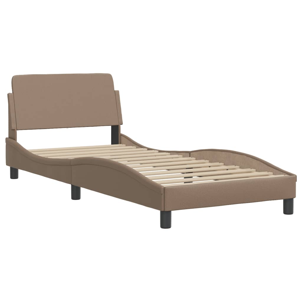 Pat cu saltea, cappuccino, 90x200 cm piele ecologică GartenMobel Dekor