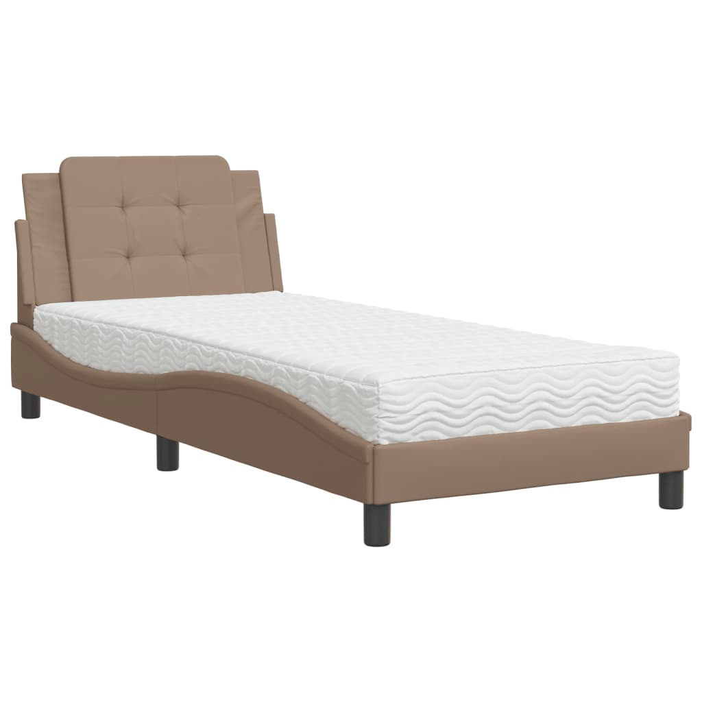 Pat cu saltea, cappuccino, 90x200 cm piele ecologică GartenMobel Dekor