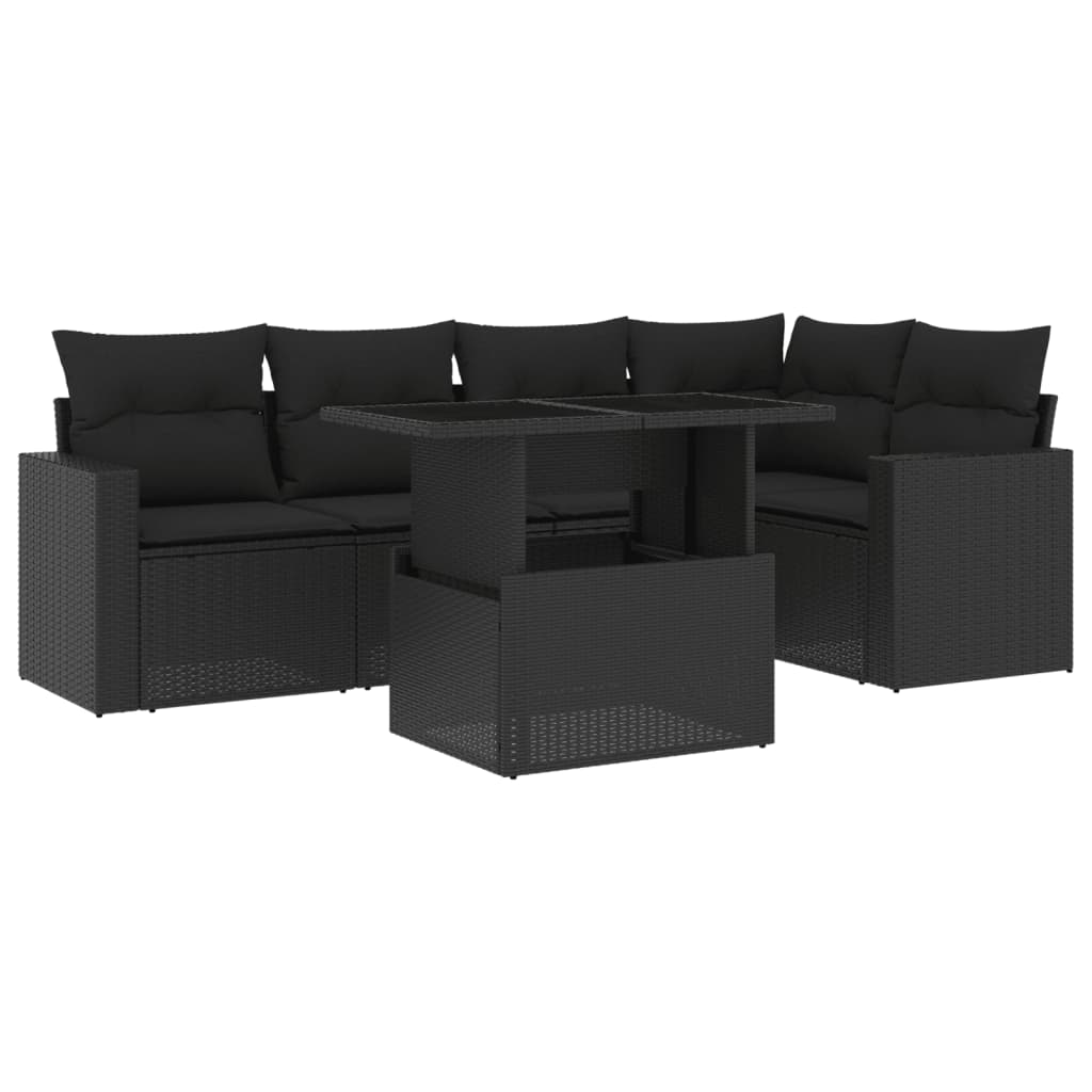 Set mobilier de grădină cu perne, 6 piese, negru, poliratan GartenMobel Dekor
