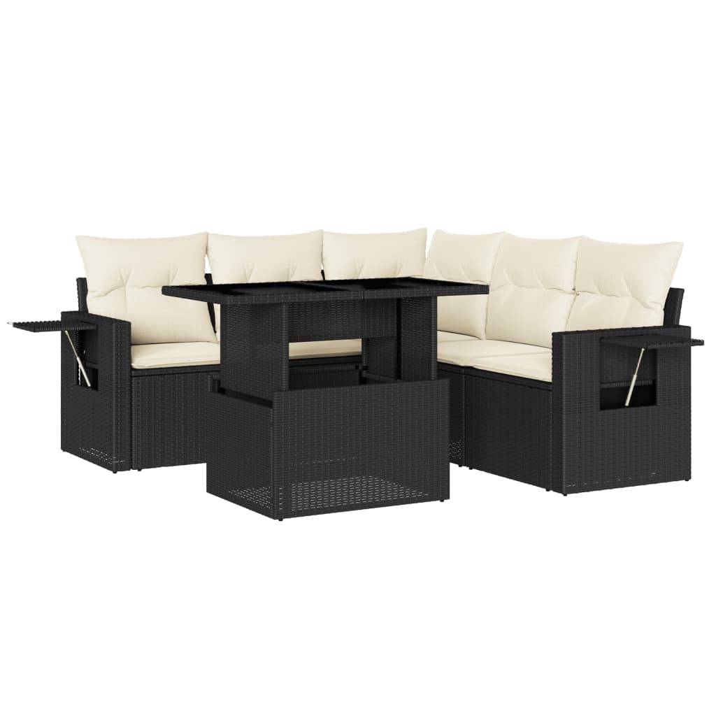 Set mobilier de grădină cu perne, 6 piese, negru, poliratan GartenMobel Dekor