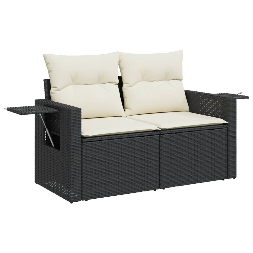 Set mobilier de grădină cu perne, 8 piese, negru, poliratan GartenMobel Dekor