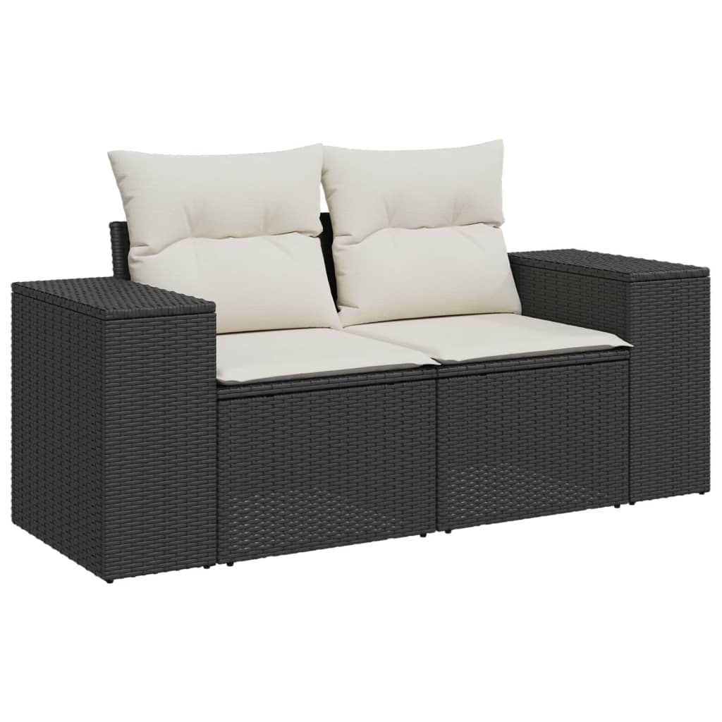 Set mobilier de grădină cu perne, 6 piese, negru, poliratan GartenMobel Dekor