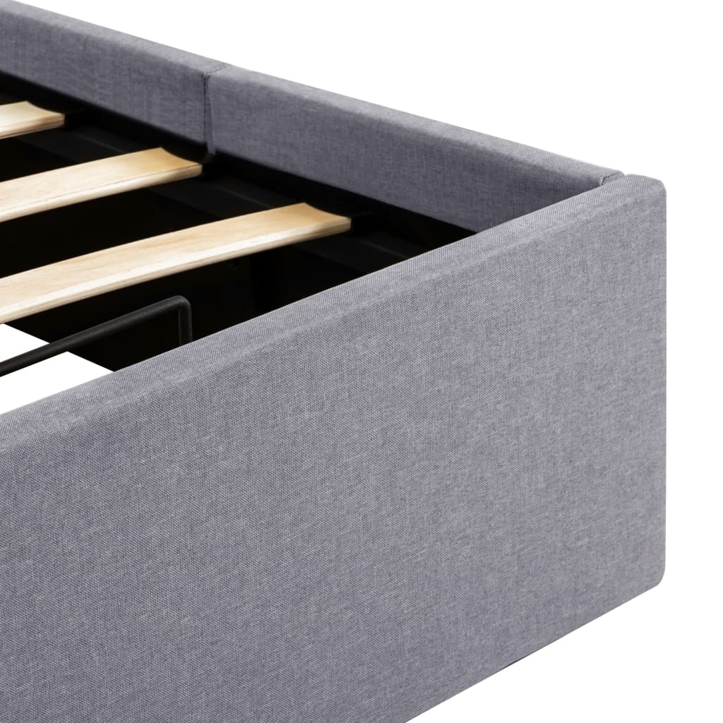 Cadru pat hidraulic cu ladă, gri deschis, 100 x 200 cm, textil  GartenMobel Dekor