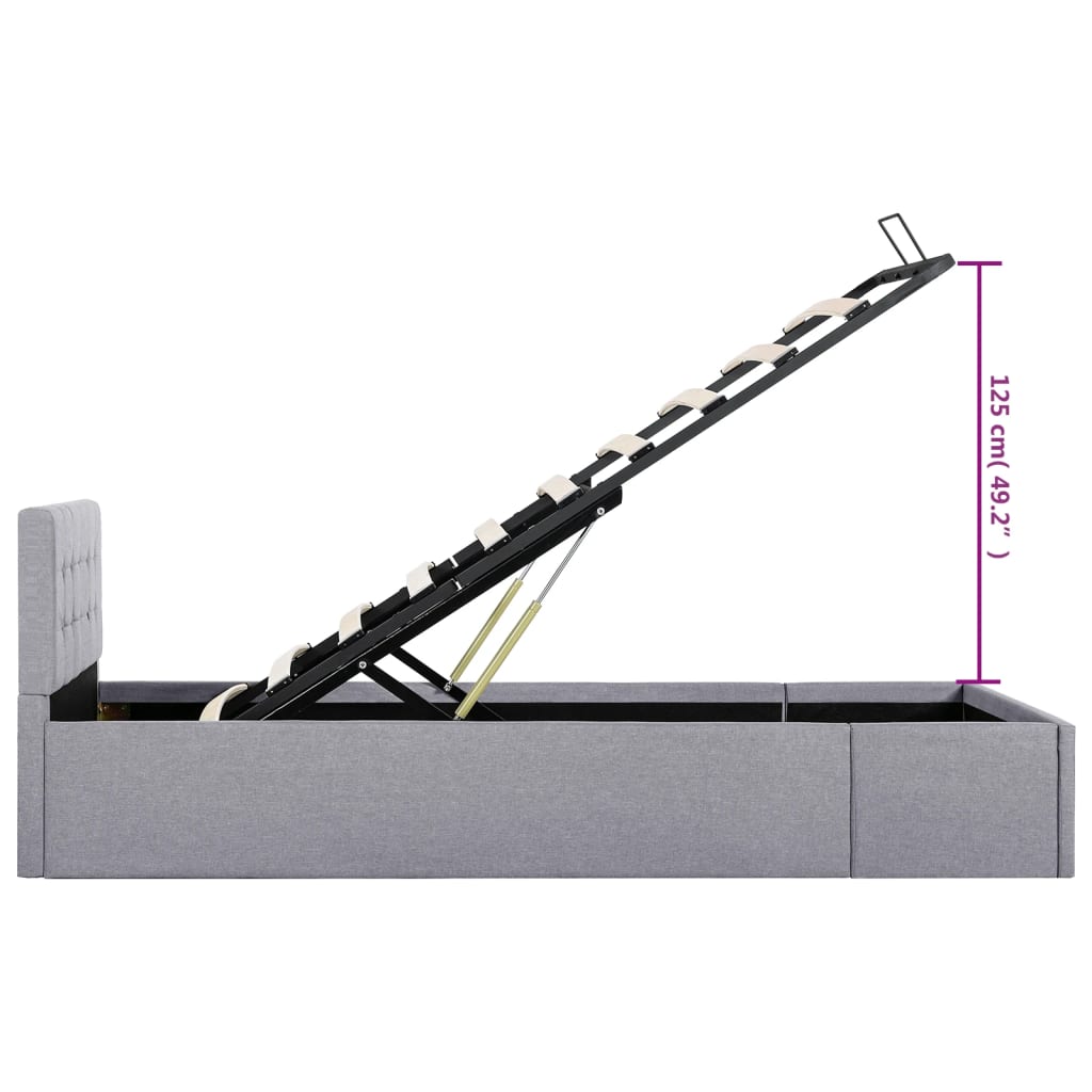 Cadru pat hidraulic cu ladă, gri deschis, 100 x 200 cm, textil  GartenMobel Dekor