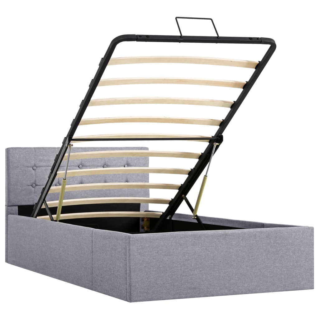 Cadru pat hidraulic cu ladă, gri deschis, 100 x 200 cm, textil  GartenMobel Dekor