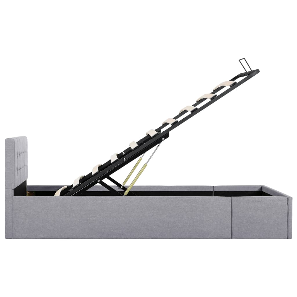 Cadru pat hidraulic cu ladă, gri deschis, 100 x 200 cm, textil  GartenMobel Dekor