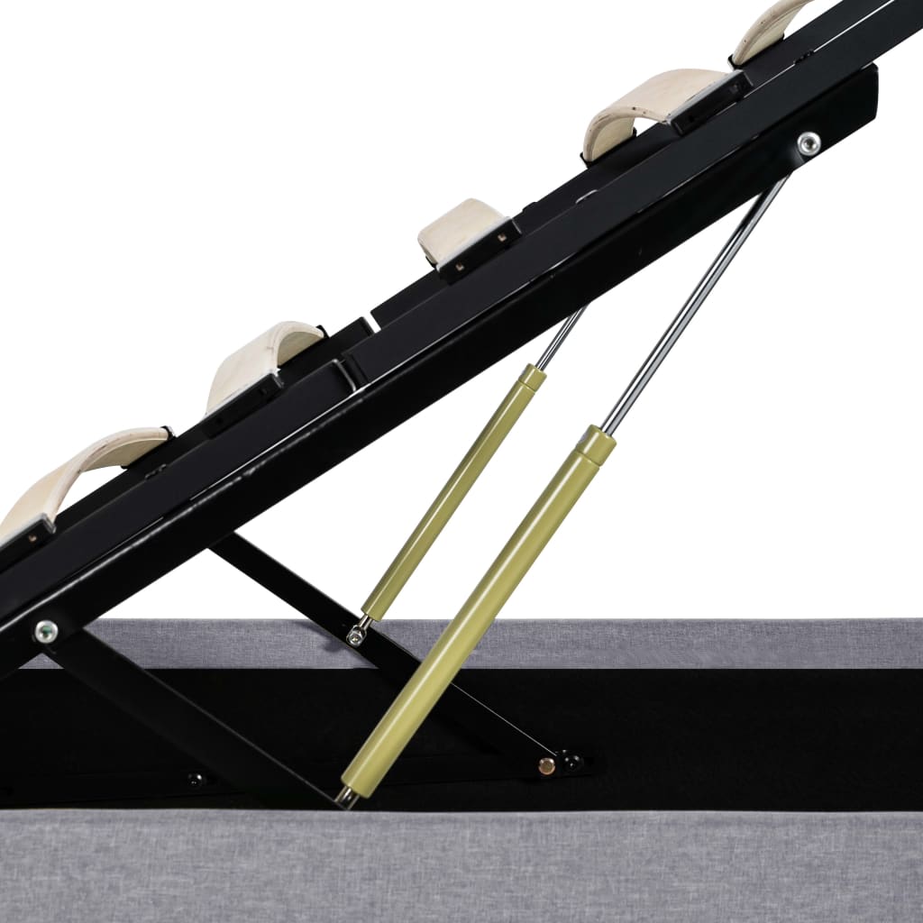 Cadru pat hidraulic cu ladă, gri deschis, 100 x 200 cm, textil  GartenMobel Dekor