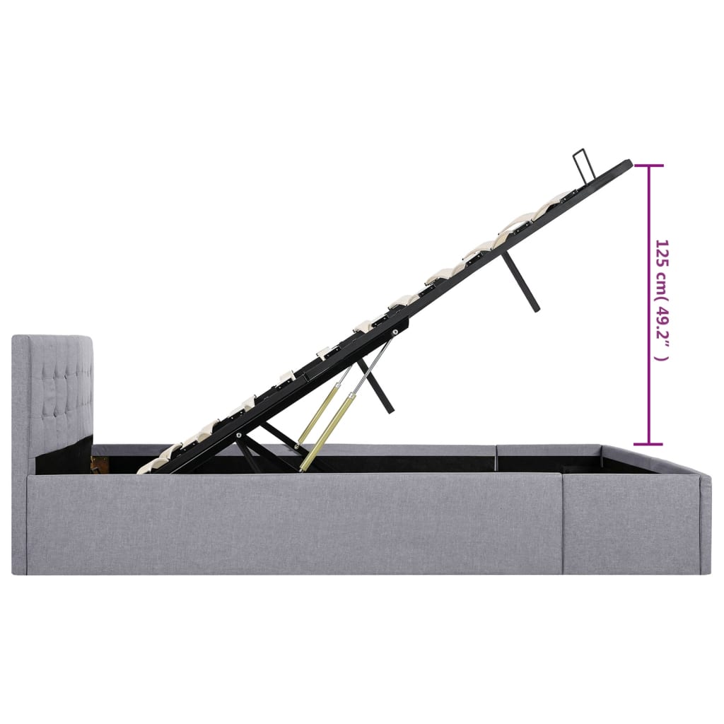 Cadru pat hidraulic cu ladă, gri deschis, 160x200 cm, textil  GartenMobel Dekor