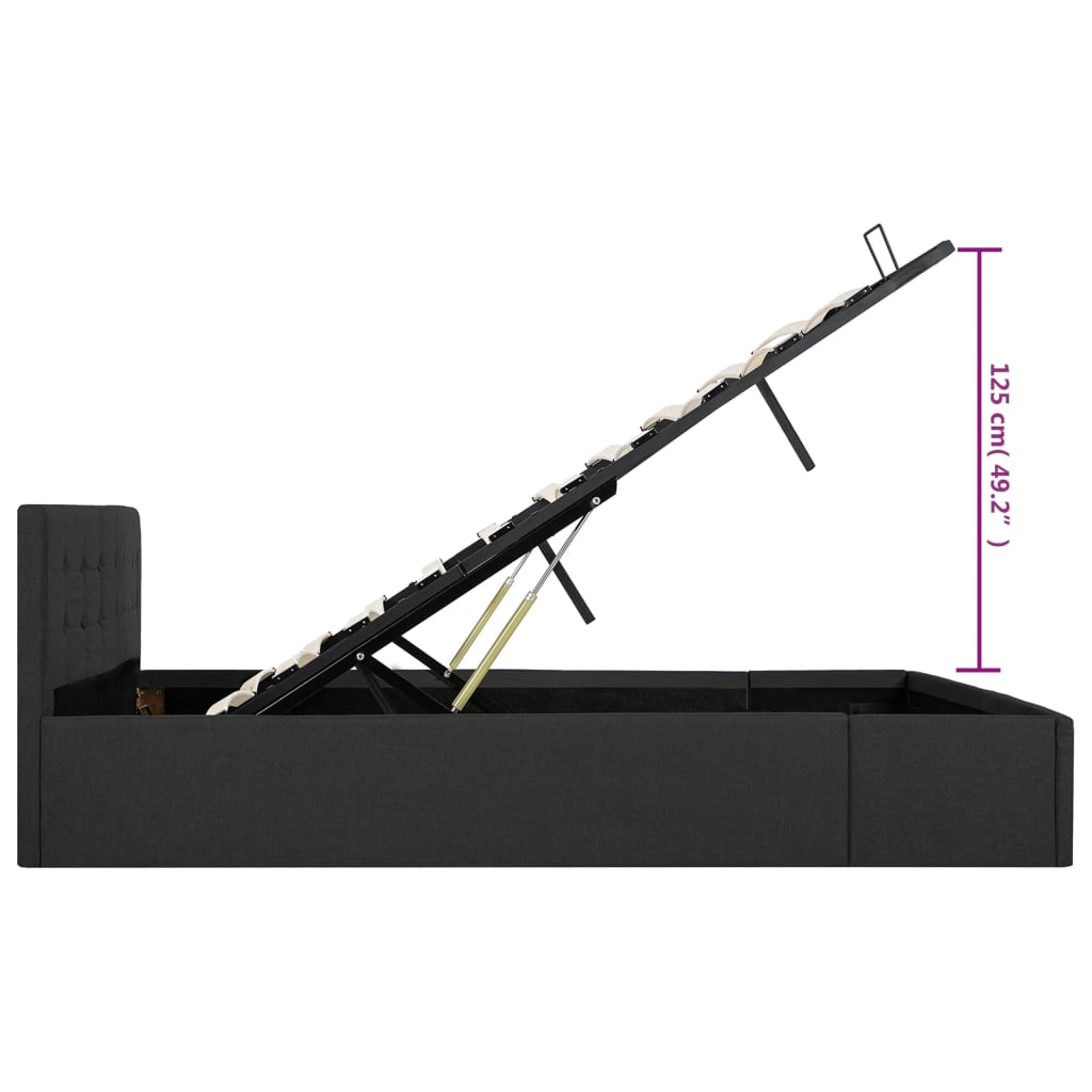 Cadru pat hidraulic cu ladă, gri închis, 160 x 200 cm, textil  GartenMobel Dekor