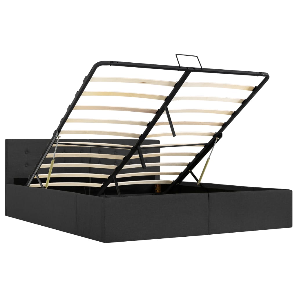 Cadru pat hidraulic cu ladă, gri închis, 160 x 200 cm, textil  GartenMobel Dekor