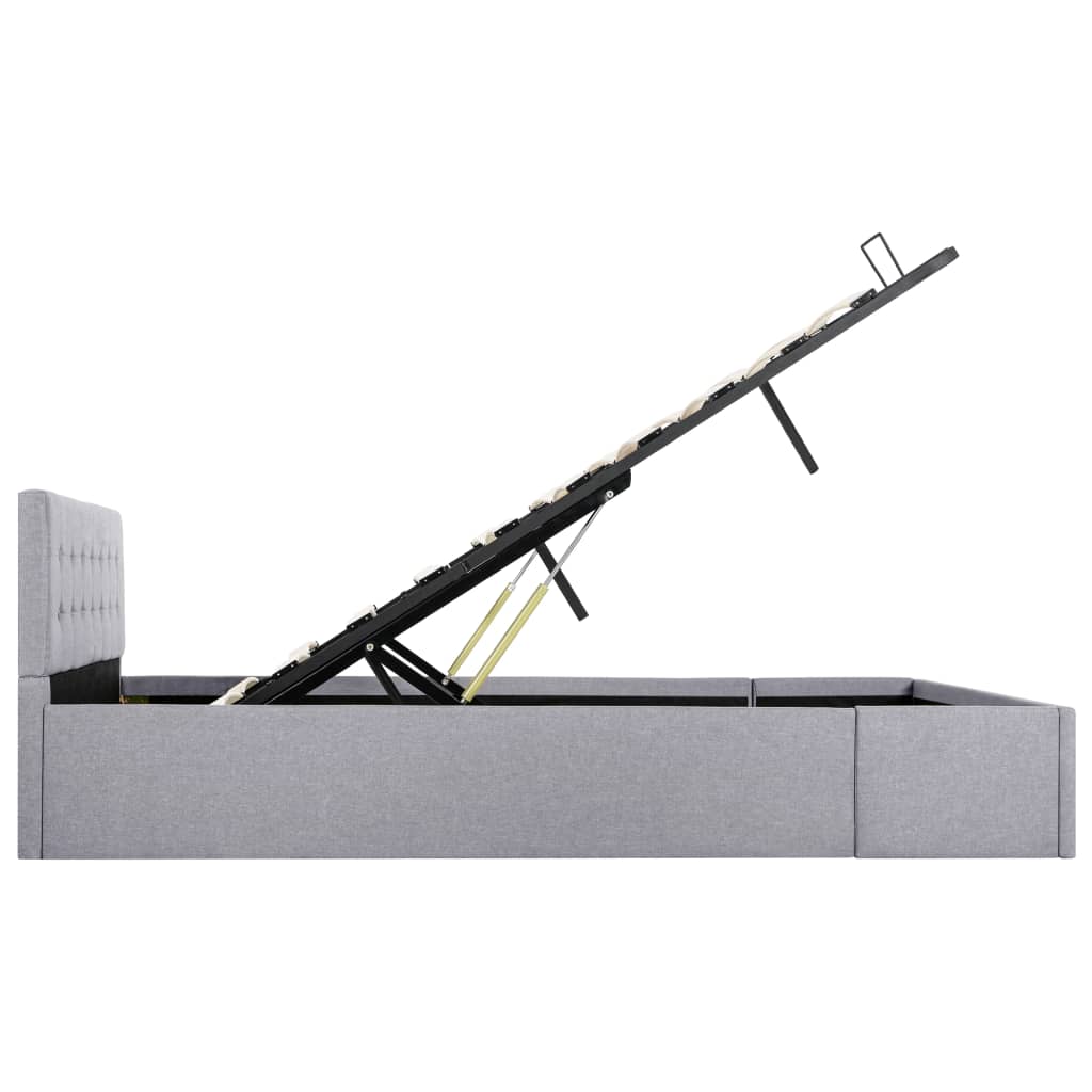 Cadru pat hidraulic depozitare gri deschis 140x200cm textil  GartenMobel Dekor