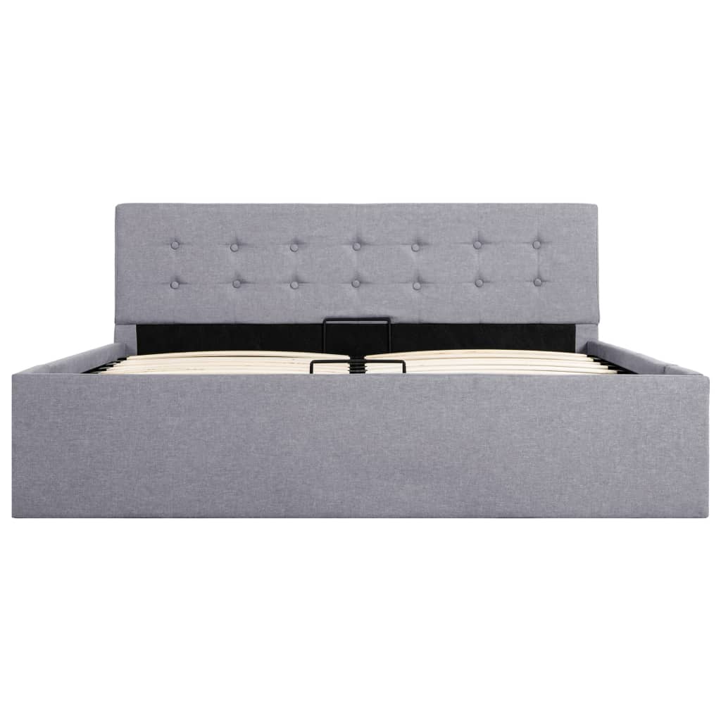 Cadru pat hidraulic depozitare gri deschis 140x200cm textil  GartenMobel Dekor