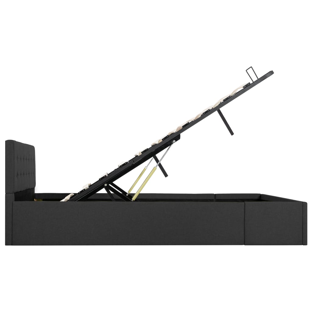 Cadru pat hidraulic depozitare gri închis 140x200 cm textil  GartenMobel Dekor