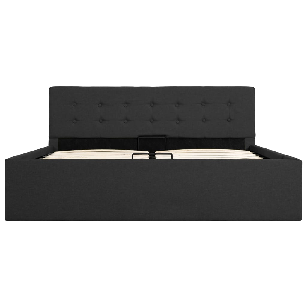 Cadru pat hidraulic depozitare gri închis 140x200 cm textil  GartenMobel Dekor