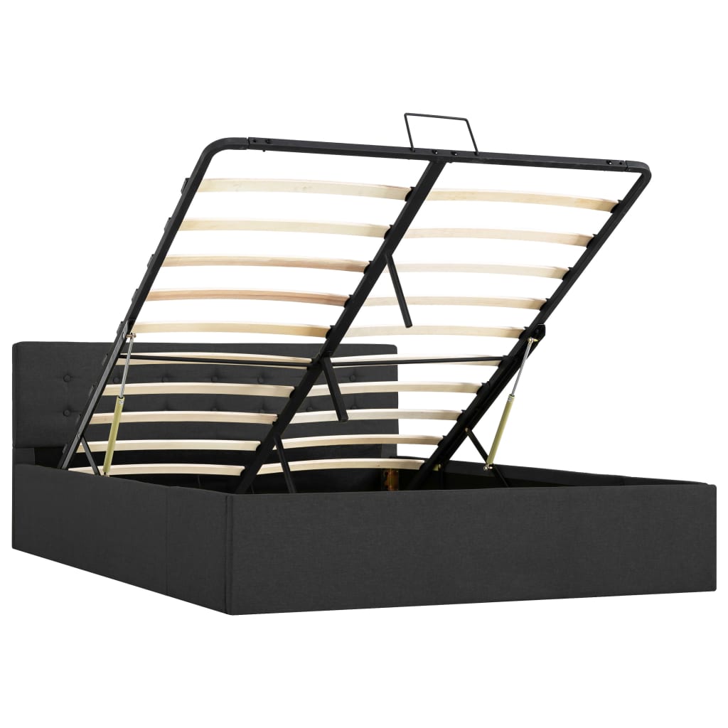 Cadru pat hidraulic depozitare gri închis 140x200 cm textil  GartenMobel Dekor