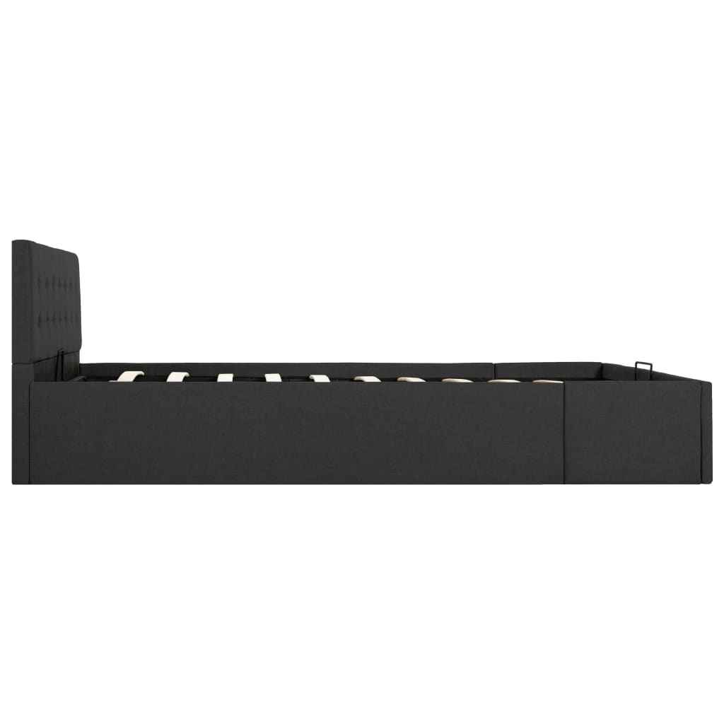 Cadru pat hidraulic depozitare gri închis 140x200 cm textil  GartenMobel Dekor