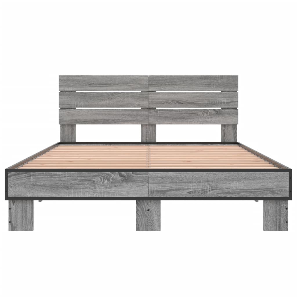 Cadru de pat, gri sonoma, 120x190 cm, lemn prelucrat și metal GartenMobel Dekor