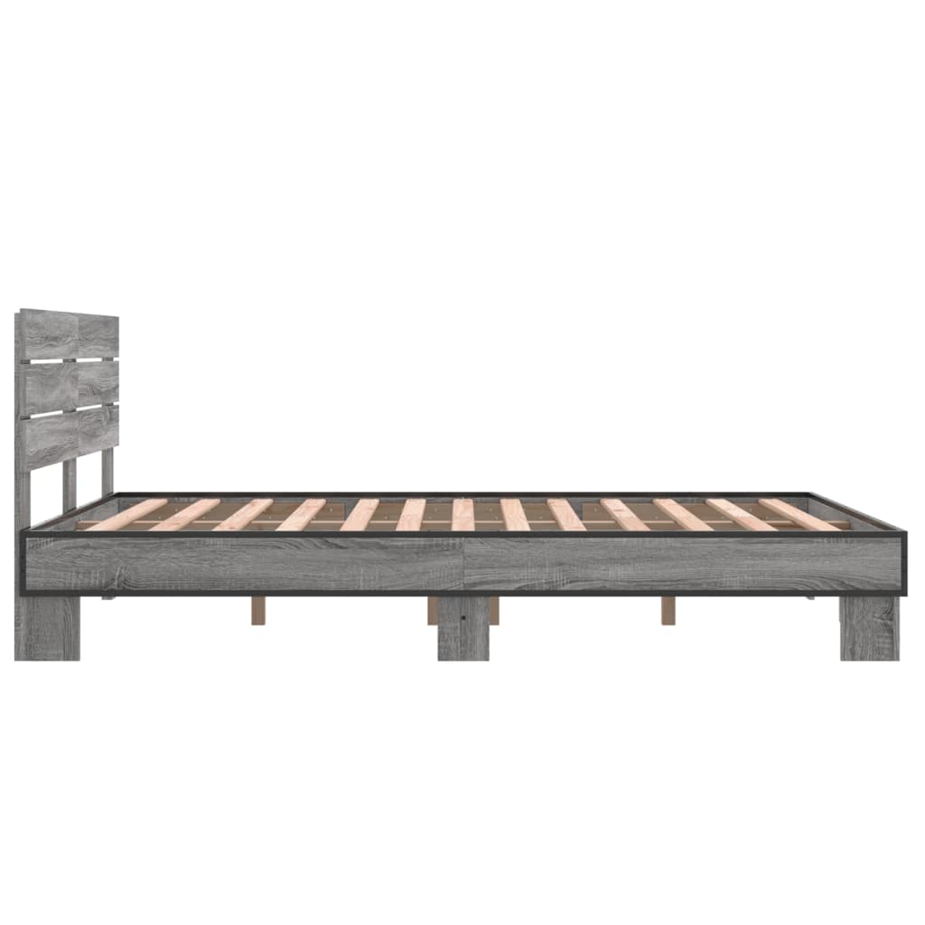 Cadru de pat, gri sonoma, 120x190 cm, lemn prelucrat și metal GartenMobel Dekor