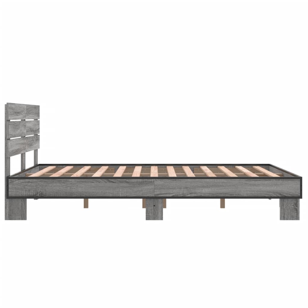 Cadru de pat, gri sonoma, 140x190 cm, lemn prelucrat și metal GartenMobel Dekor