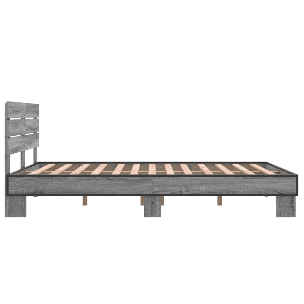 Cadru de pat, gri sonoma, 140x200 cm, lemn prelucrat și metal GartenMobel Dekor