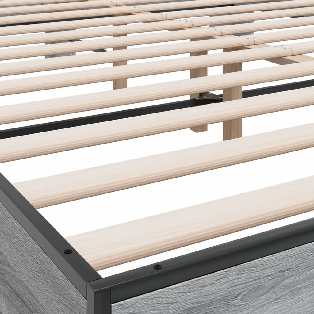 Cadru de pat, gri sonoma, 160x200 cm, lemn prelucrat și metal GartenMobel Dekor