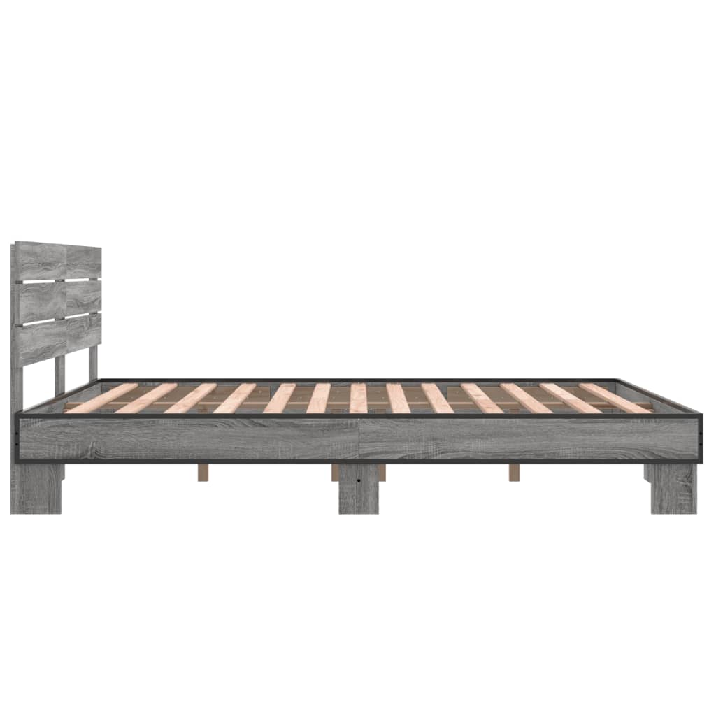 Cadru de pat, gri sonoma, 160x200 cm, lemn prelucrat și metal GartenMobel Dekor