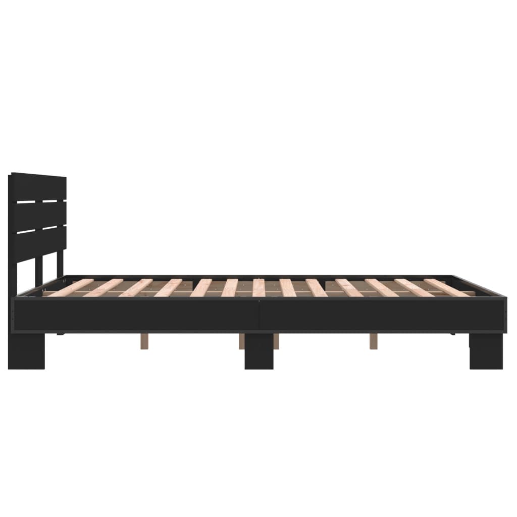Cadru de pat, negru, 120x200 cm, lemn prelucrat și metal GartenMobel Dekor
