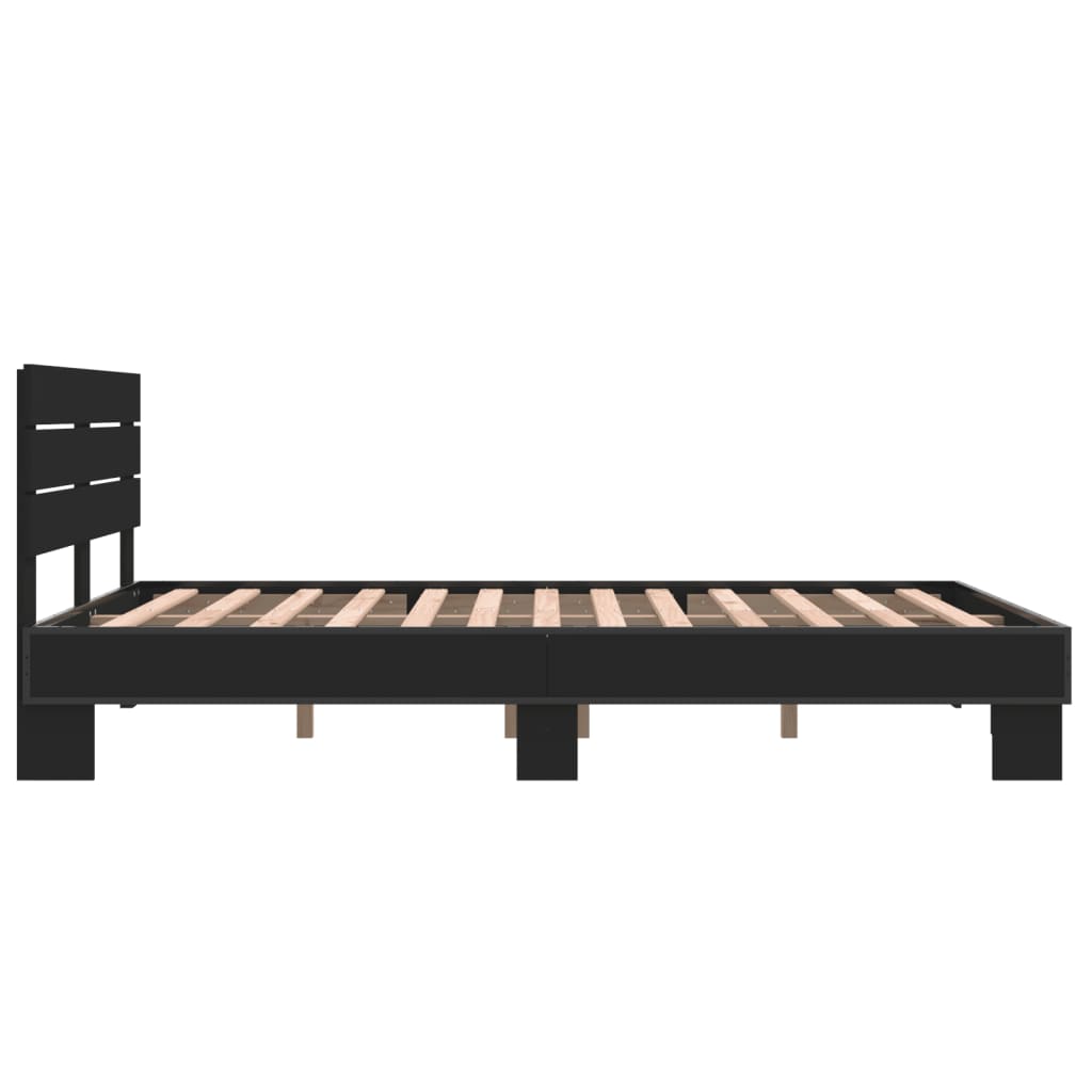 Cadru de pat, negru, 140x200 cm, lemn prelucrat și metal GartenMobel Dekor