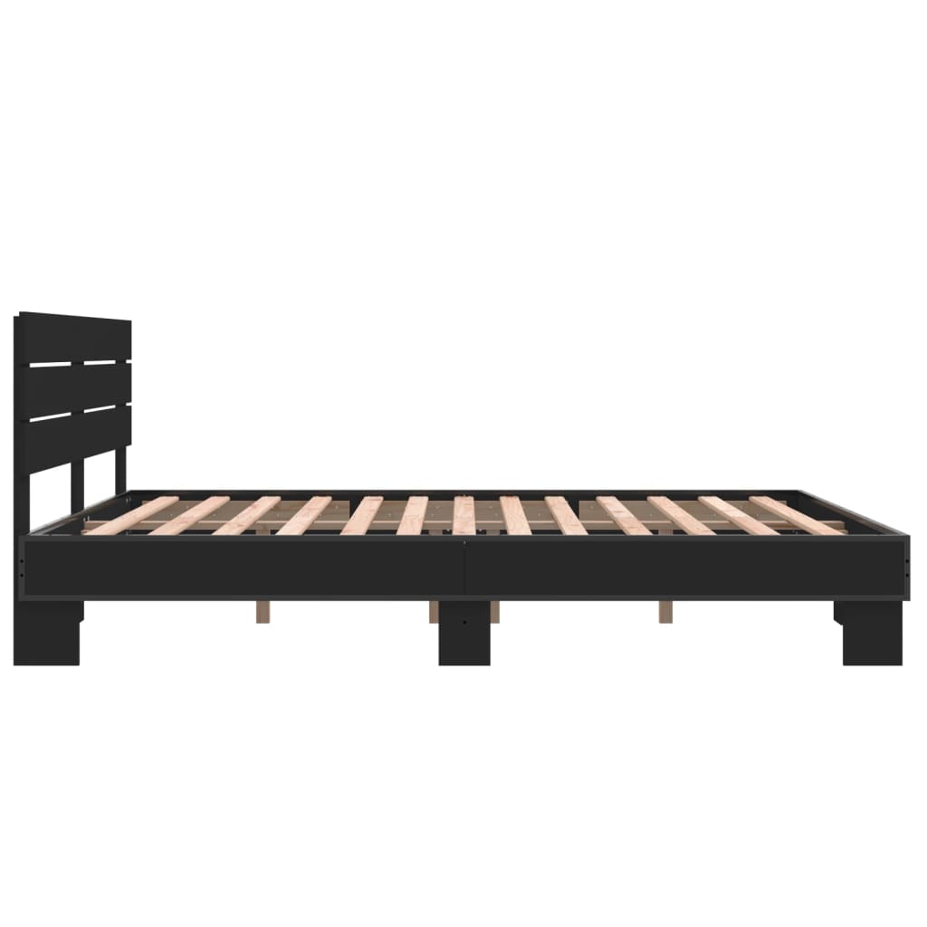 Cadru de pat, negru, 160x200 cm, lemn prelucrat și metal GartenMobel Dekor