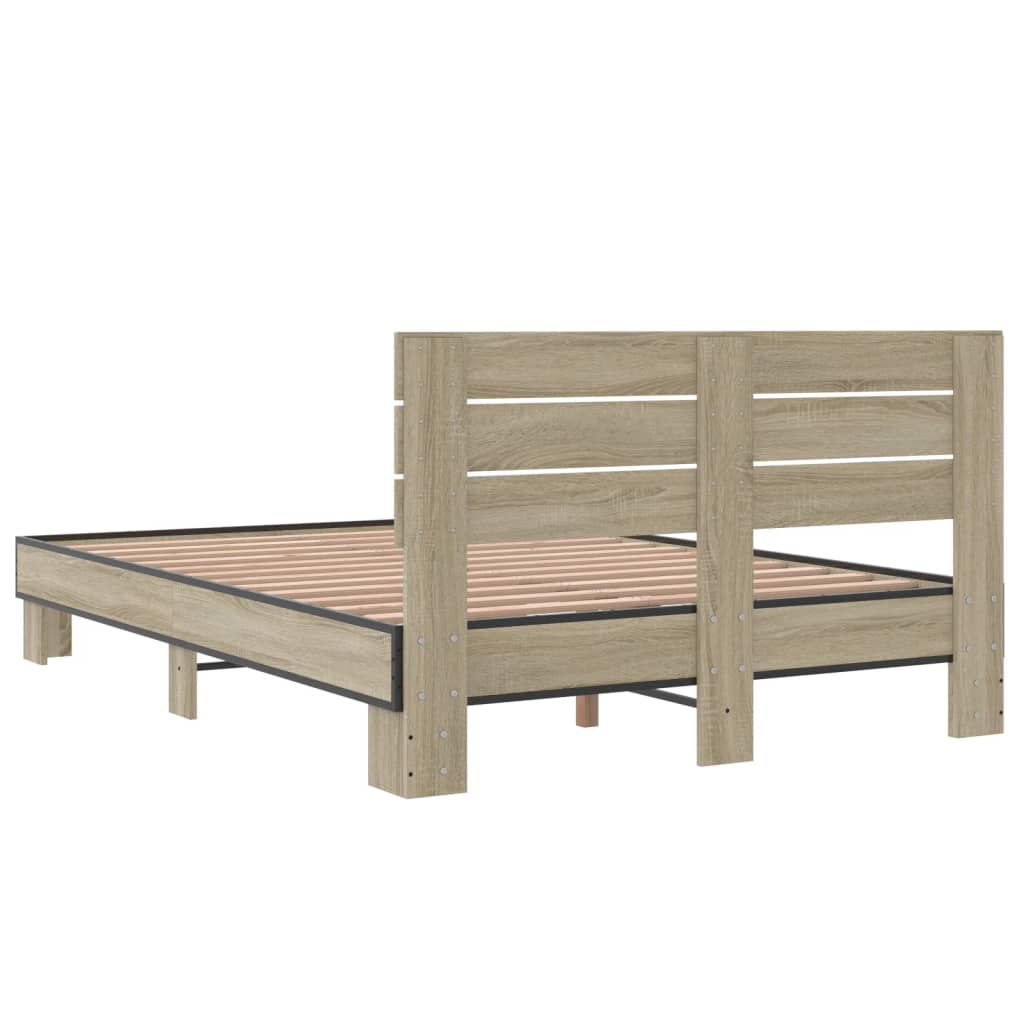 Cadru de pat, stejar sonoma, 140x190cm, lemn prelucrat și metal GartenMobel Dekor