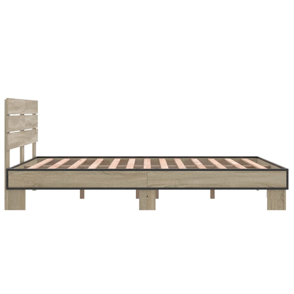 Cadru de pat, stejar sonoma, 140x200cm, lemn prelucrat și metal GartenMobel Dekor