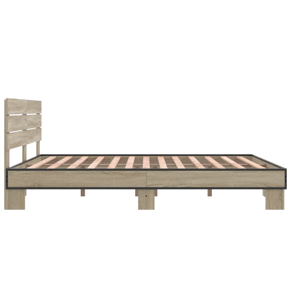 Cadru de pat, stejar sonoma, 150x200cm, lemn prelucrat și metal GartenMobel Dekor