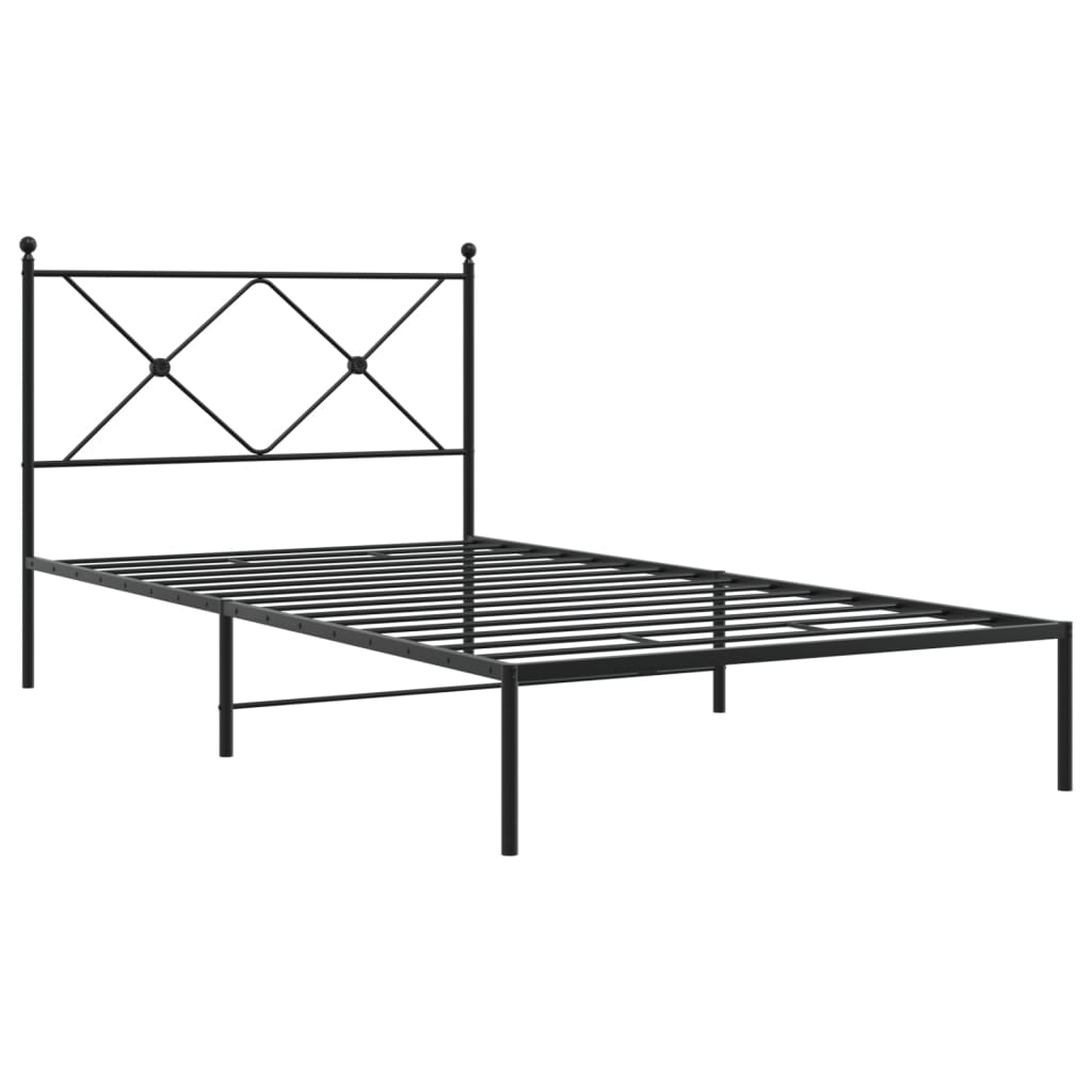 Cadru de pat metalic cu tăblie, negru, 100x190 cm GartenMobel Dekor