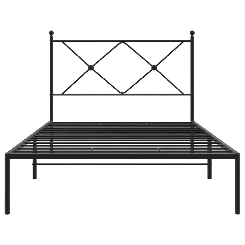 Cadru de pat metalic cu tăblie, negru, 100x190 cm GartenMobel Dekor