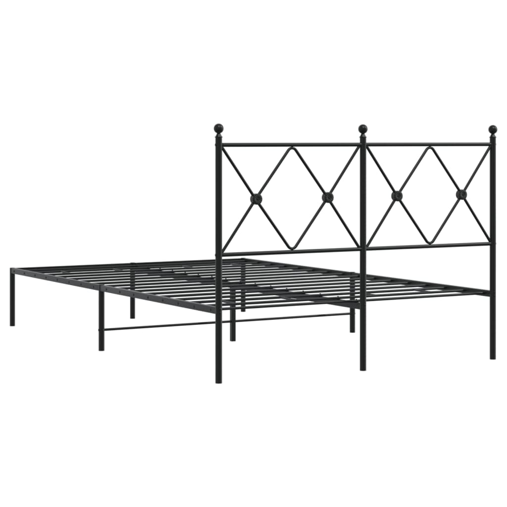 Cadru de pat metalic cu tăblie, negru, 120x190 cm GartenMobel Dekor