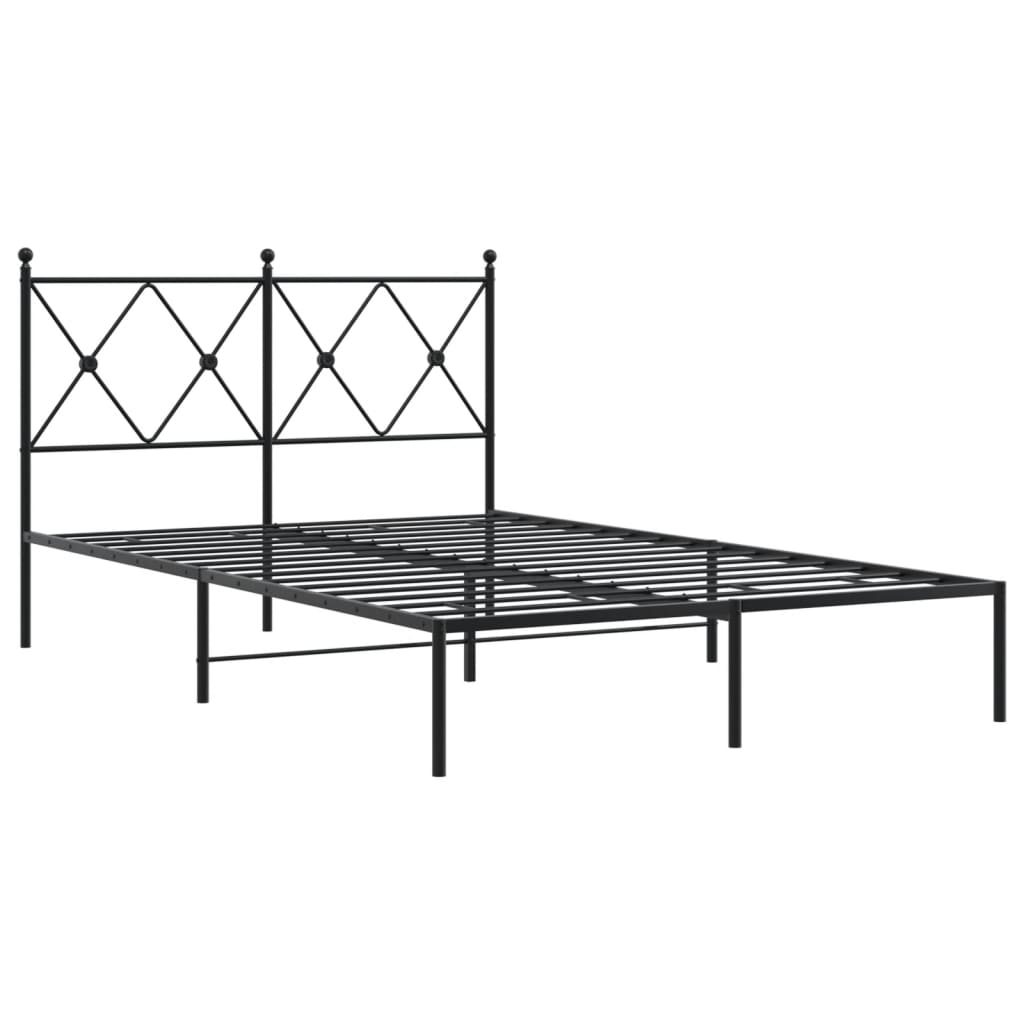 Cadru de pat metalic cu tăblie, negru, 120x200 cm GartenMobel Dekor