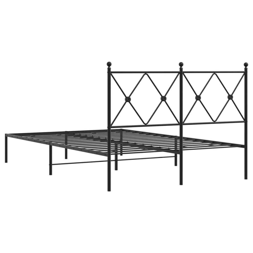 Cadru de pat metalic cu tăblie, negru, 120x200 cm GartenMobel Dekor