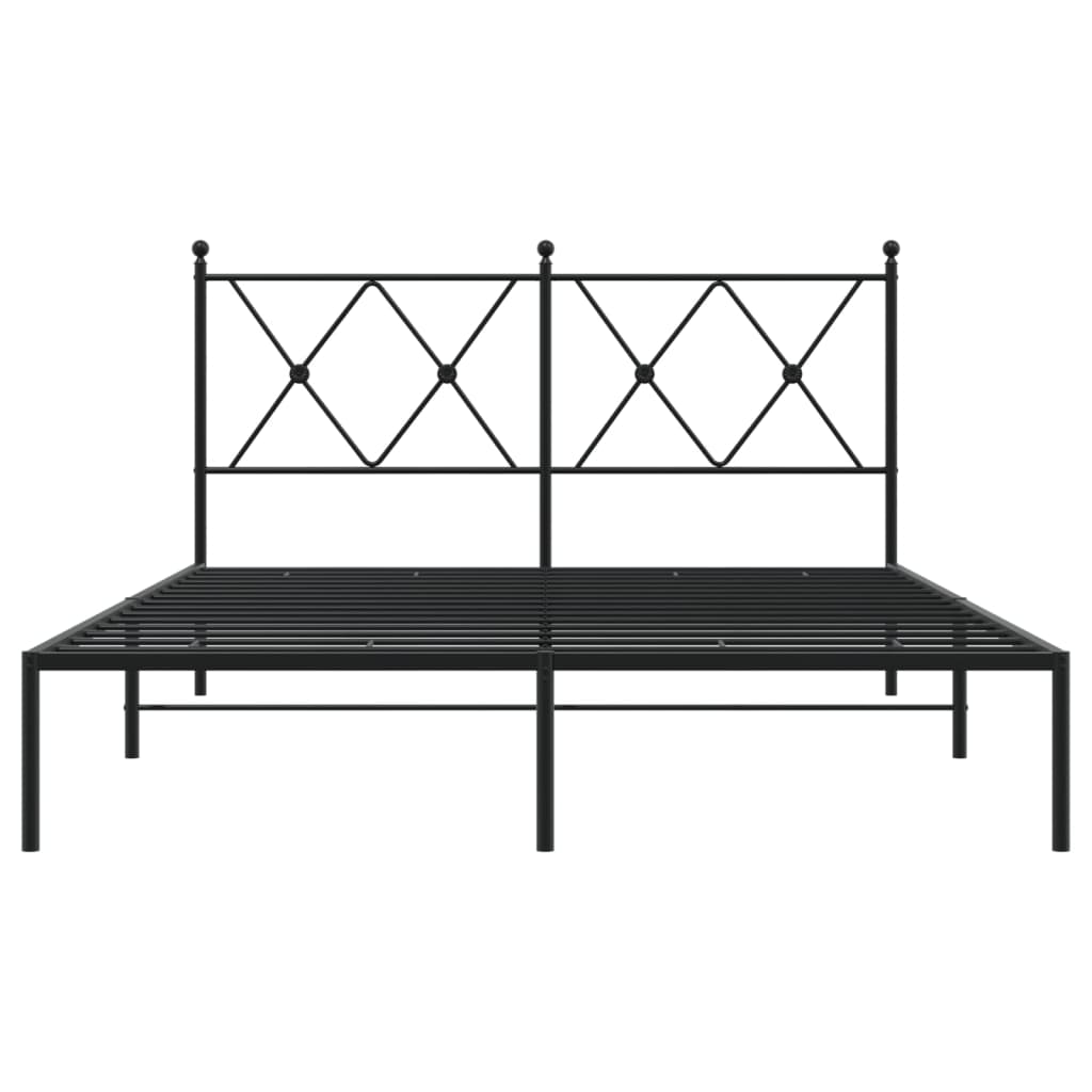 Cadru de pat metalic cu tăblie, negru, 135x190 cm GartenMobel Dekor
