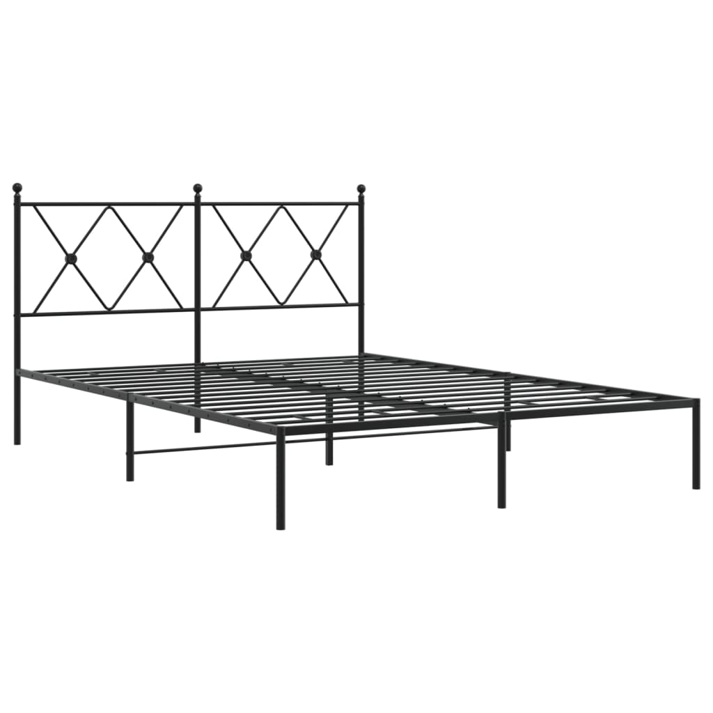 Cadru de pat metalic cu tăblie, negru, 140x190 cm GartenMobel Dekor