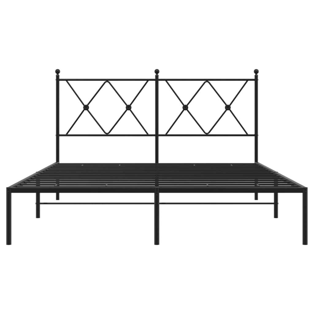 Cadru de pat metalic cu tăblie, negru, 140x190 cm GartenMobel Dekor