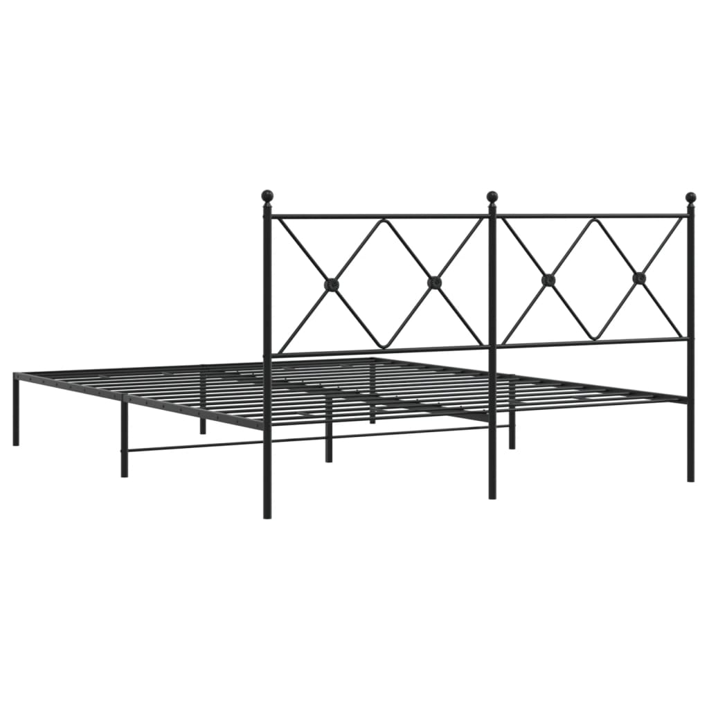 Cadru de pat metalic cu tăblie, negru, 150x200 cm GartenMobel Dekor