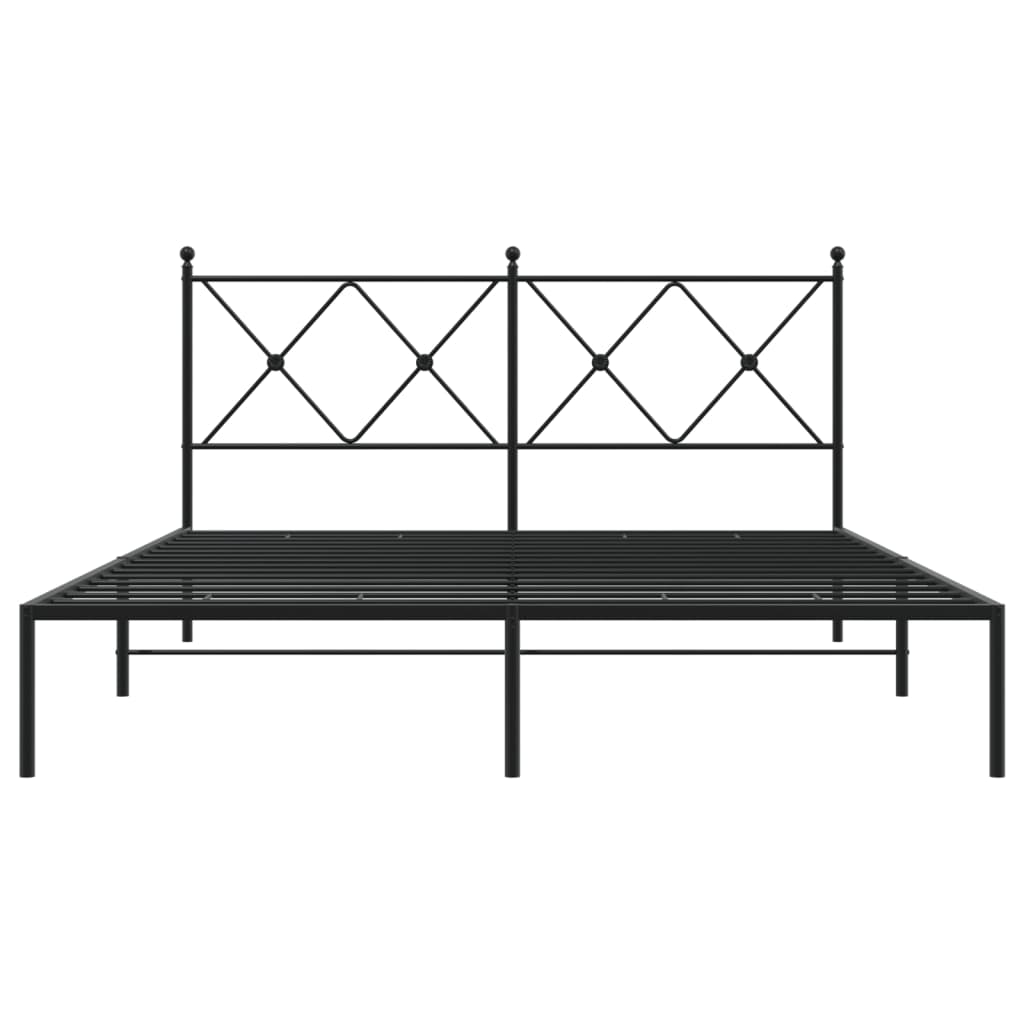 Cadru de pat metalic cu tăblie, negru, 150x200 cm GartenMobel Dekor
