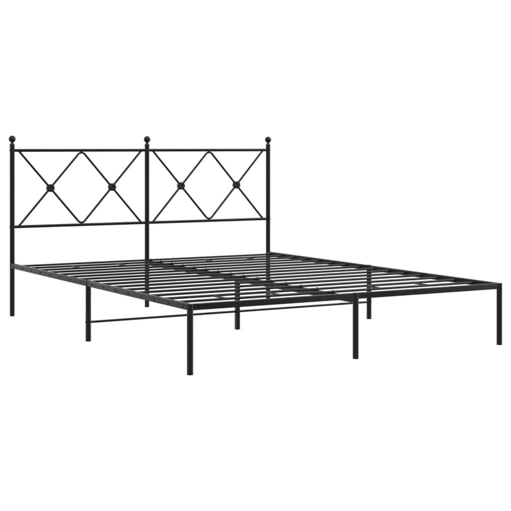Cadru de pat metalic cu tăblie, negru, 150x200 cm GartenMobel Dekor