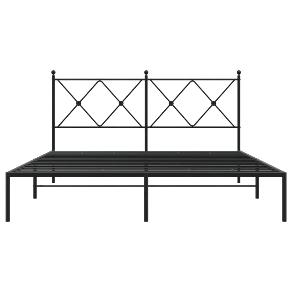 Cadru de pat metalic cu tăblie, negru, 160x200 cm GartenMobel Dekor