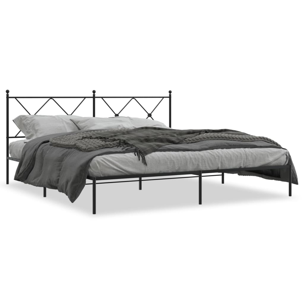 Cadru de pat metalic cu tăblie, negru, 183x213 cm GartenMobel Dekor
