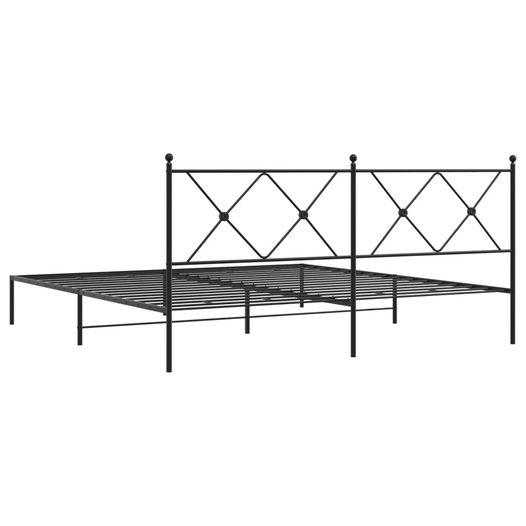 Cadru de pat metalic cu tăblie, negru, 183x213 cm GartenMobel Dekor