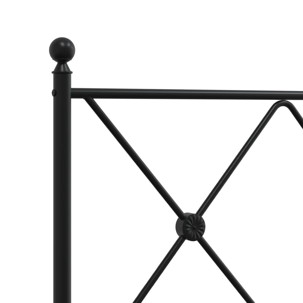 Cadru de pat metalic cu tăblie, negru, 75x190 cm GartenMobel Dekor