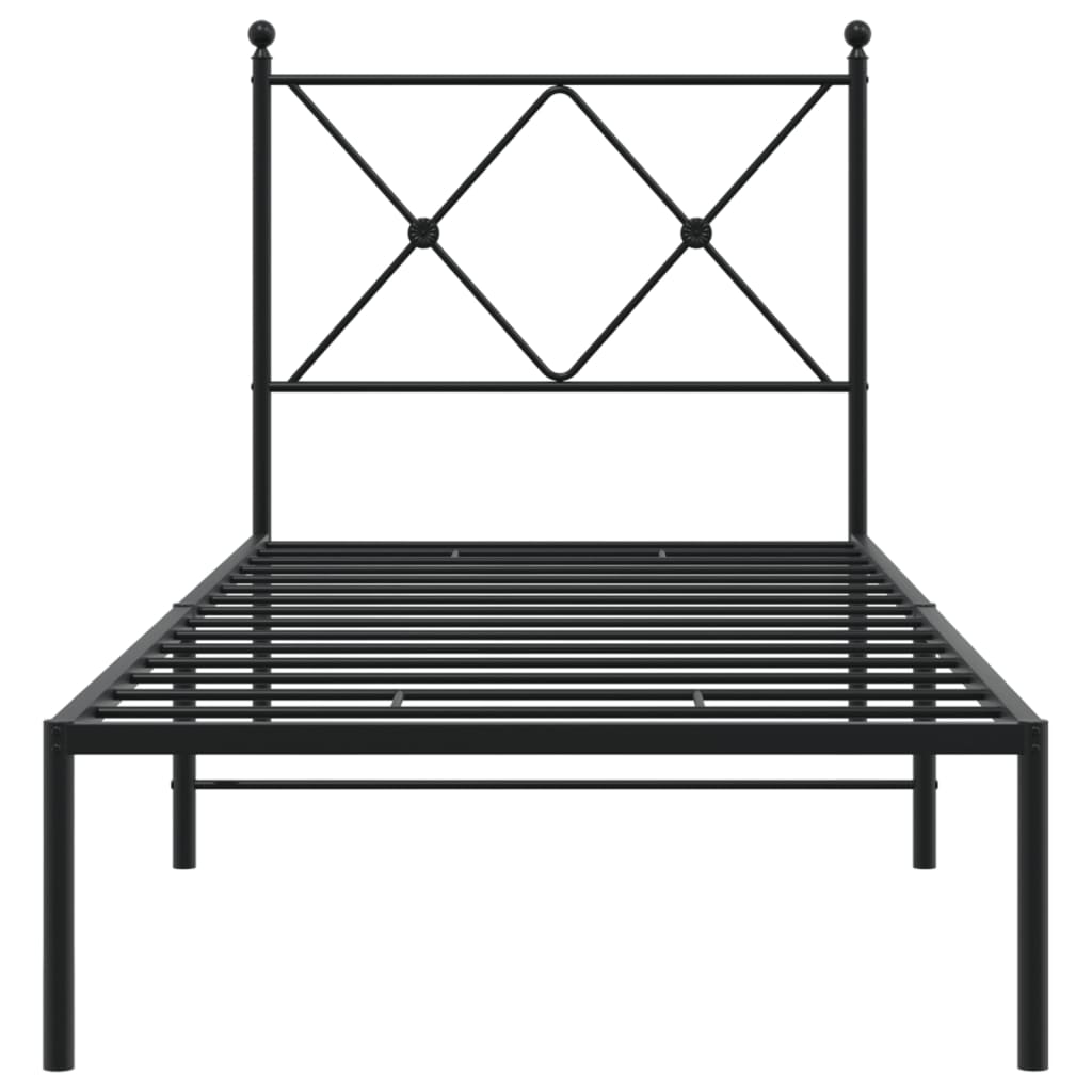 Cadru de pat metalic cu tăblie, negru, 80x200 cm GartenMobel Dekor