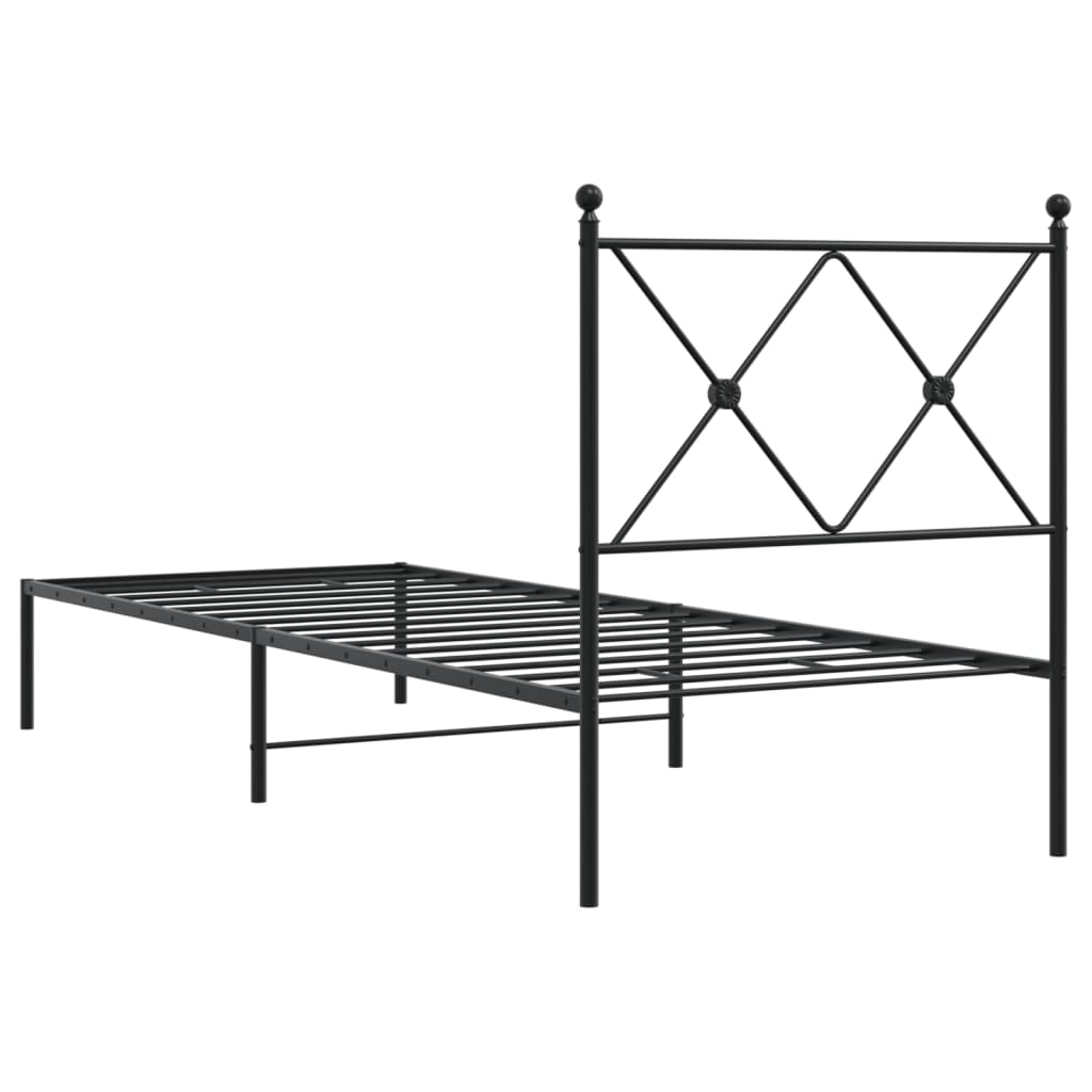 Cadru de pat metalic cu tăblie, negru, 80x200 cm GartenMobel Dekor